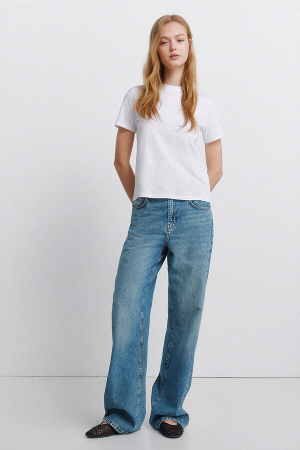 Springfield T-shirt &agrave; manches courtes &agrave; pois blanc