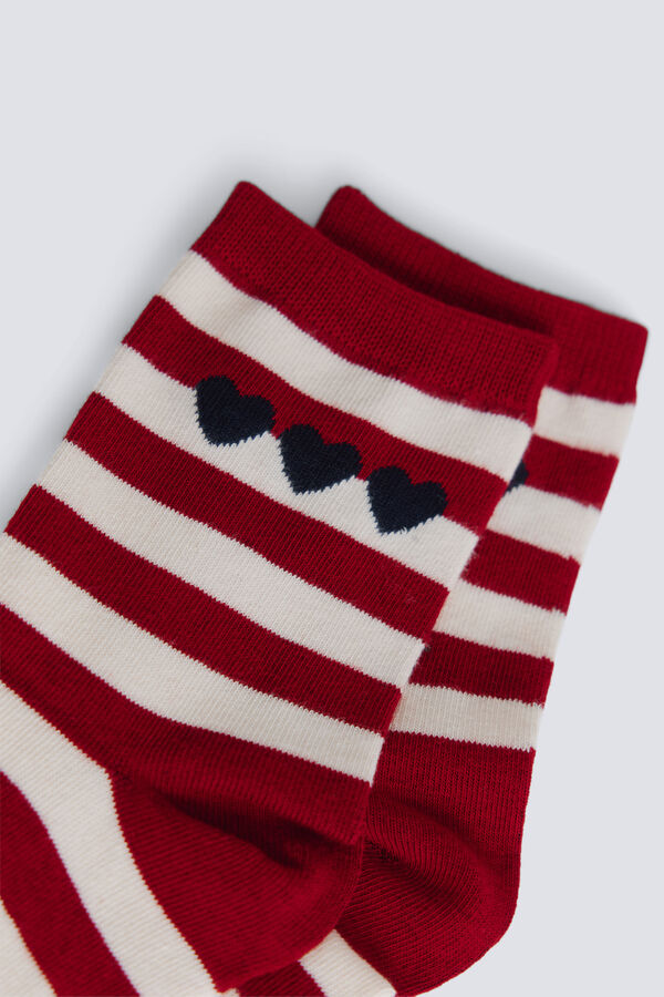 Springfield Duge prugaste čarape sa srcima Bež
