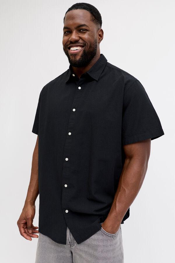 Jack & Jones PLUS Poplin short sleeve shirt black