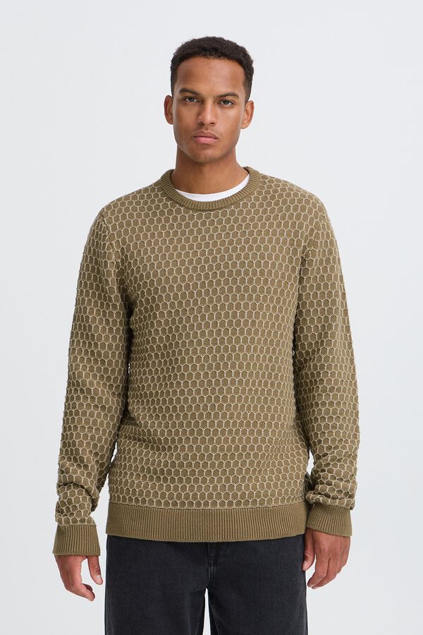 Blend Camisola de malha gola redonda camel
