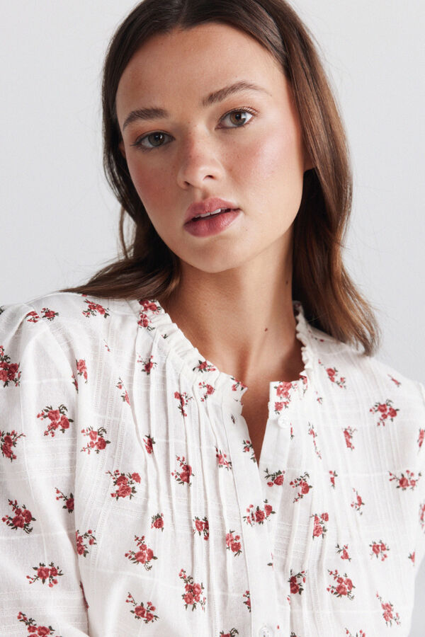 Springfield Structured ruffle shirt printed