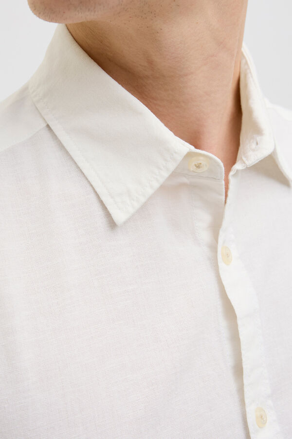 JJ REBEL Linen comfort fit shirt white