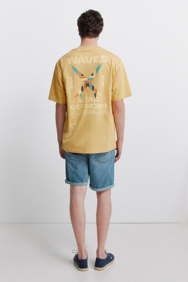 Springfield Overtinted basic slim fit denim Bermuda shorts blue