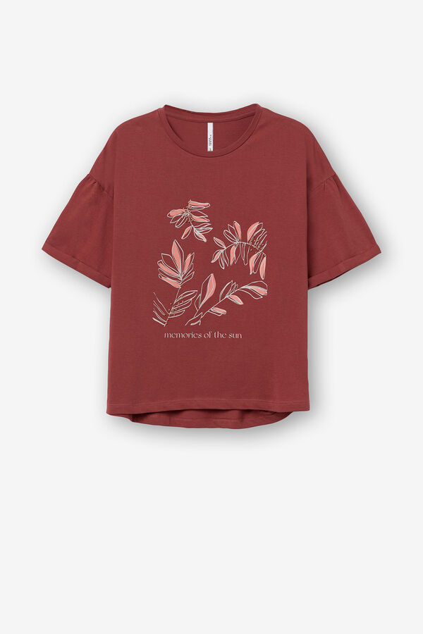 Springfield T-shirt Estampado Frontal com Apliques vermelho real