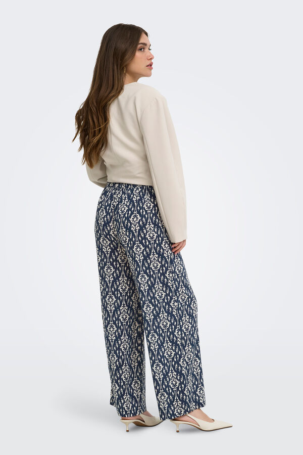 Only Pantal&oacute;n ancho estampado azul