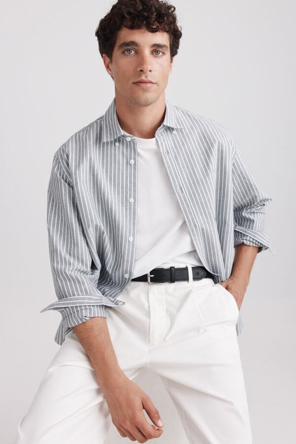 Springfield Striped oxford shirt grey