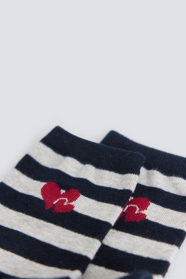 Springfield Long striped hearts sock grey