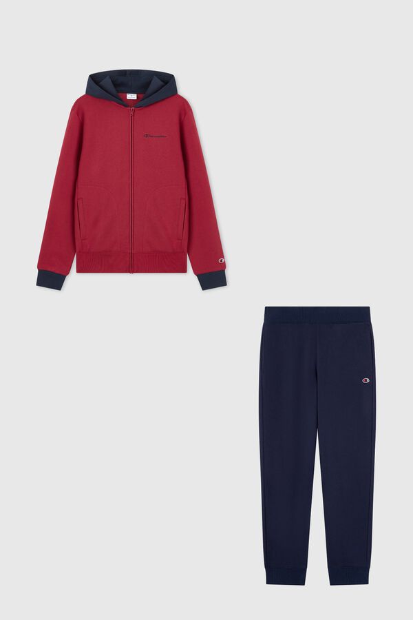 Champion Fato de treino com sweatshirt de capuz e fecho-&eacute;clair vermelho