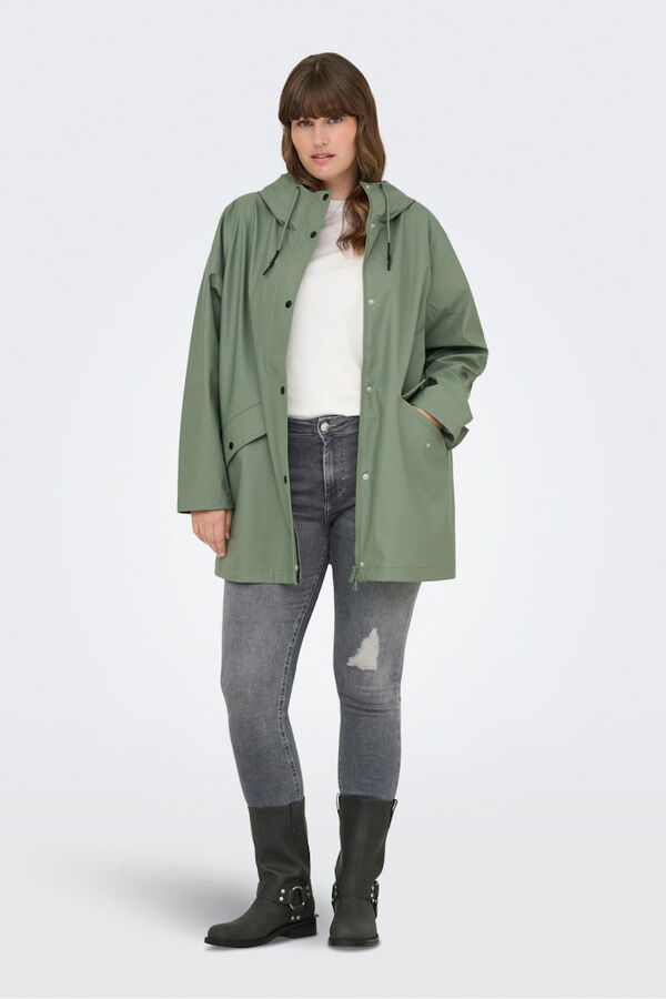 Only Carmakoma Hooded plus size raincoat beige