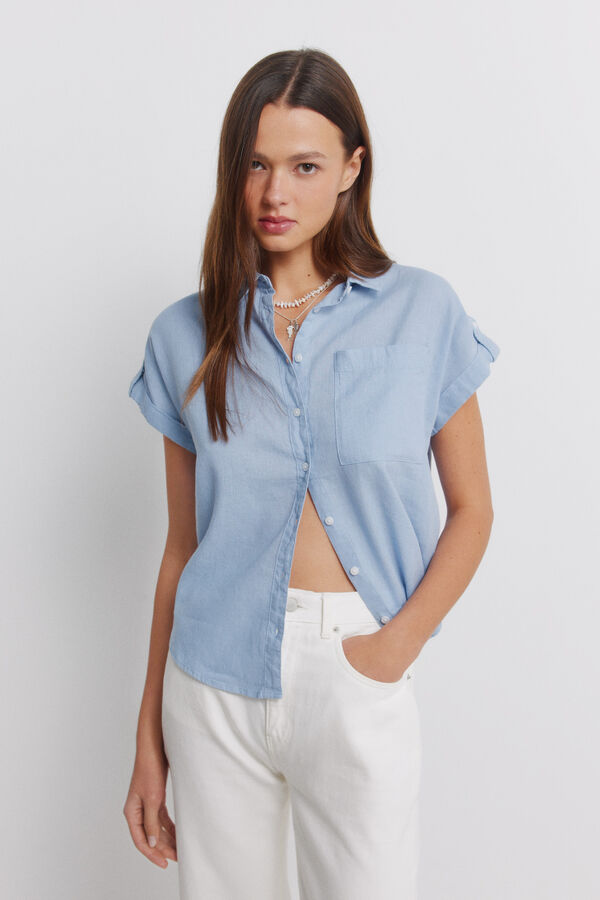 Springfield Cotton short sleeve shirt blue
