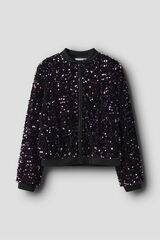 Name It Bomber de lentejuelas y terciopelo de ni&ntilde;a fucsia