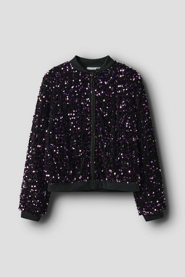 Name It Bomber de lentejuelas y terciopelo de ni&ntilde;a fucsia