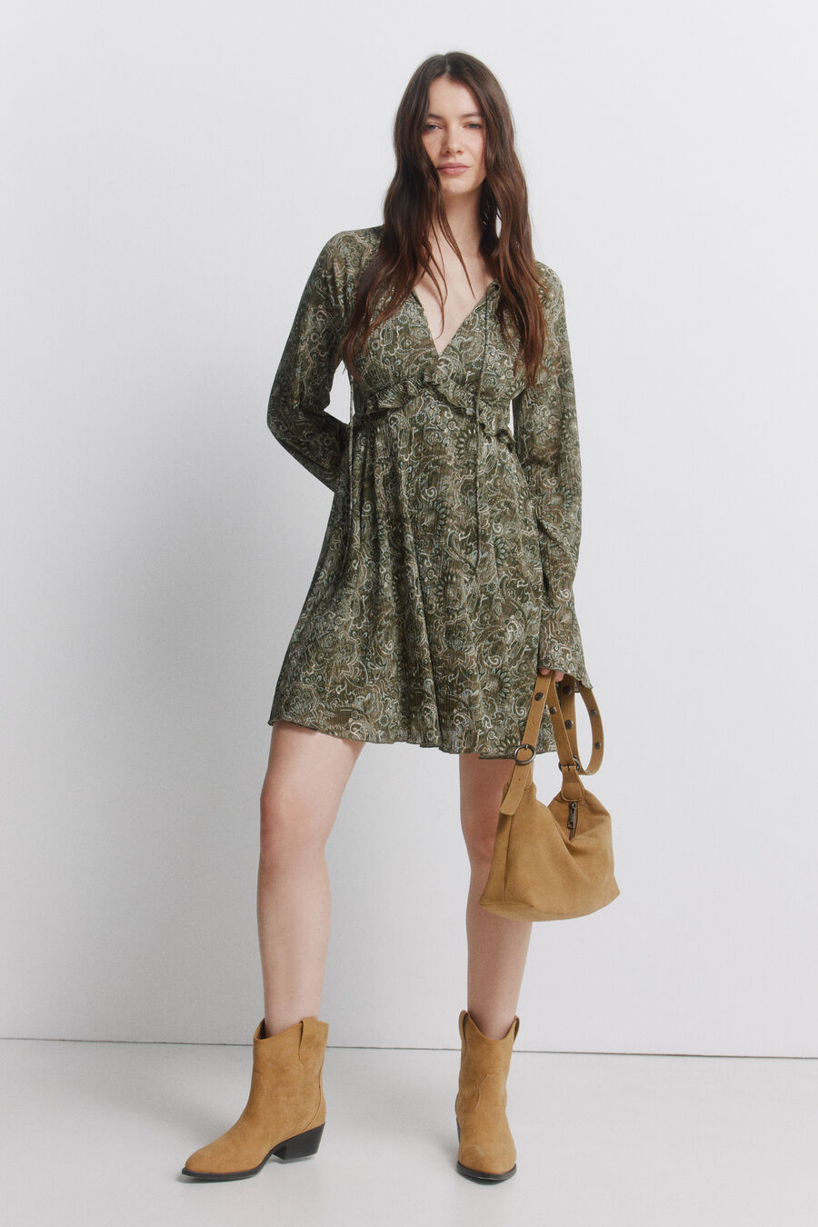 Vestido corto estampado verde