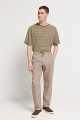 Springfield Pantalon chino comfort fit en lin nude