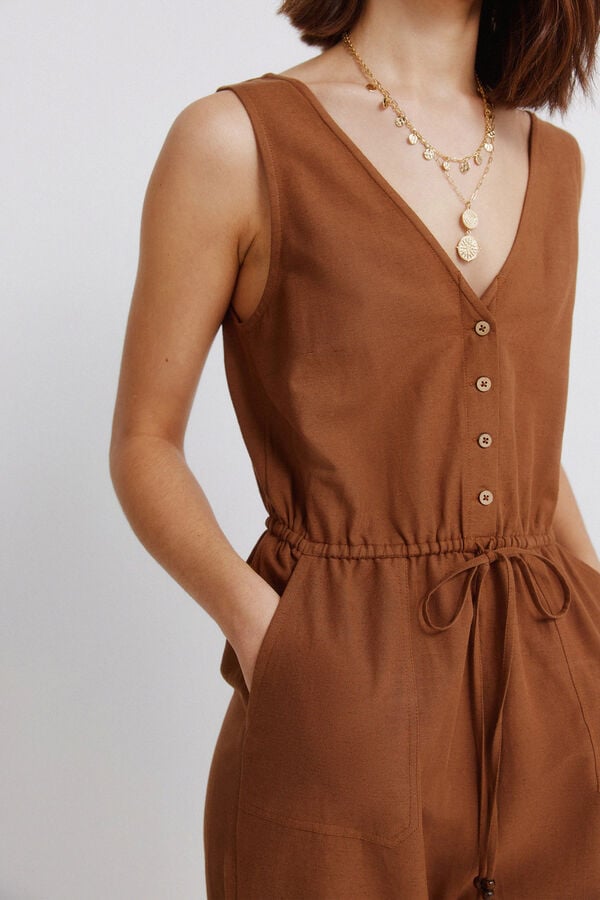 Springfield Printed sleeveless jumpsuit nude