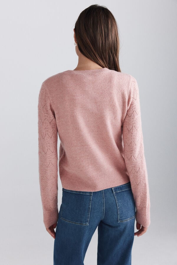 Springfield Openwork knit button jumper pink