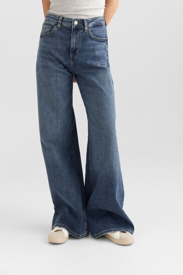 Springfield Super wide mid-rise jeans blue