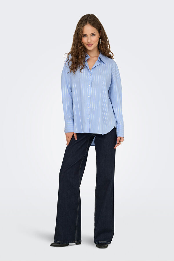 JDY long sleeve lurex shirt blue