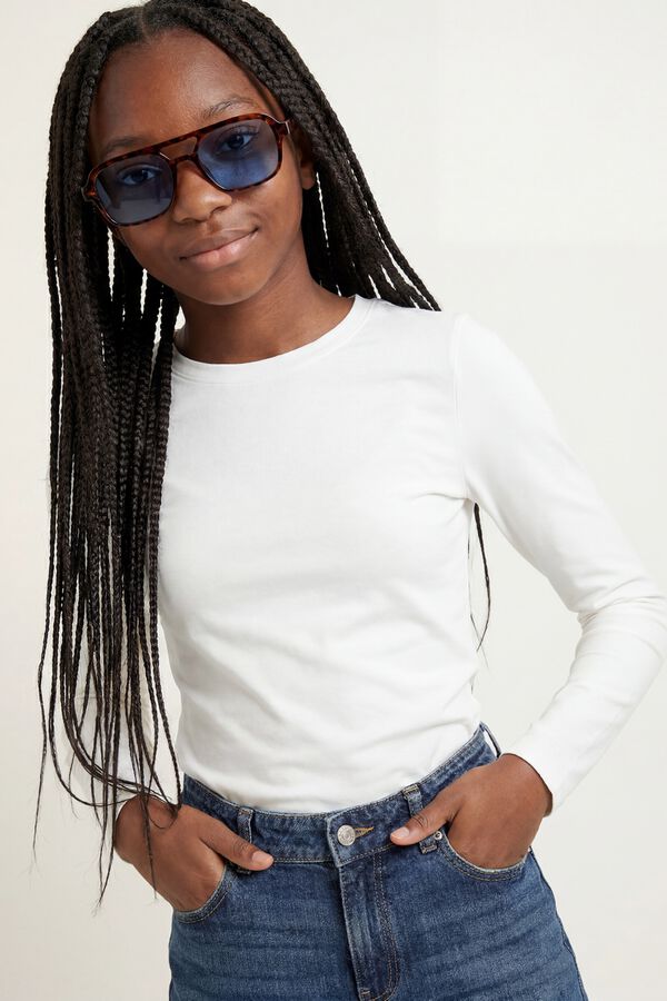 Jack & Jones Girl Ribbed long sleeve T-shirt white
