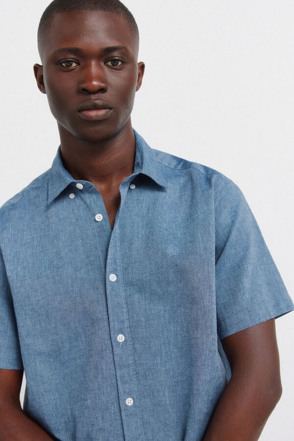 Springfield Linen short sleeve shirt blue