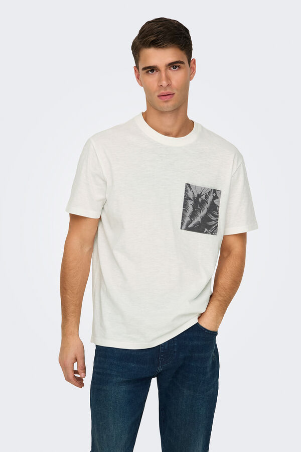 Only & Sons Camiseta manga corta bolsillo blanco