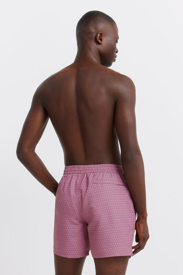 Springfield Fato de banho estampado de folhas com bolso de fecho-&eacute;clair vermelho