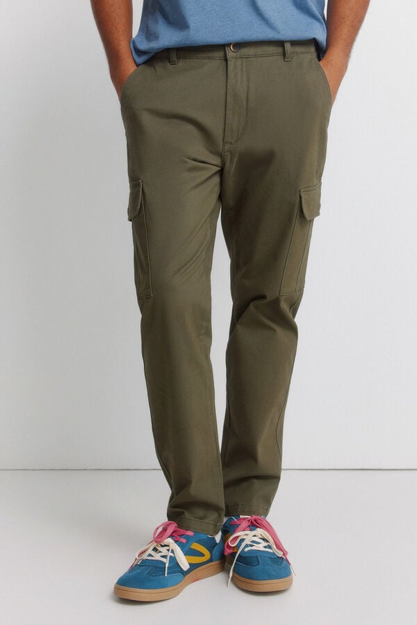 Springfield Slim fit cargo comfort trousers printed