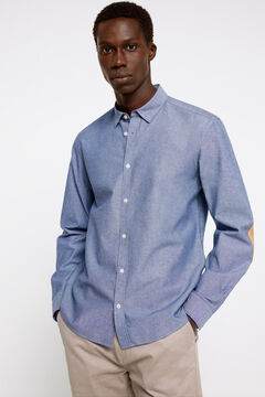 Springfield Pinpoint shirt with elbow patches bluish