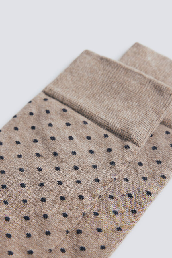Springfield Long socks with contrasting polka-dots brown