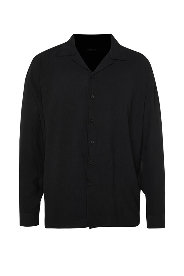 Trendyol Camisa flu&iacute;da manga larga negro