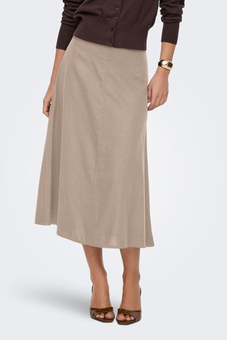 Falda midi de lino