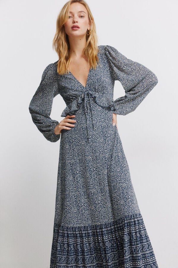 Springfield Robe midi à volant bleu