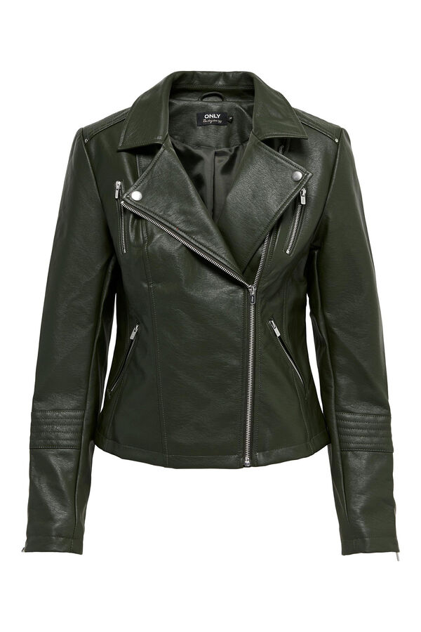 Springfield Faux leather biker jacket zelena