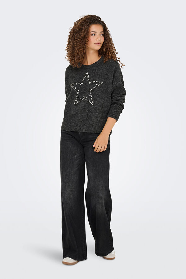 Only Pullover mit Schmuckdetail Grau