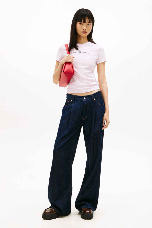 Tommy Jeans Camiseta slim manga corta rosa