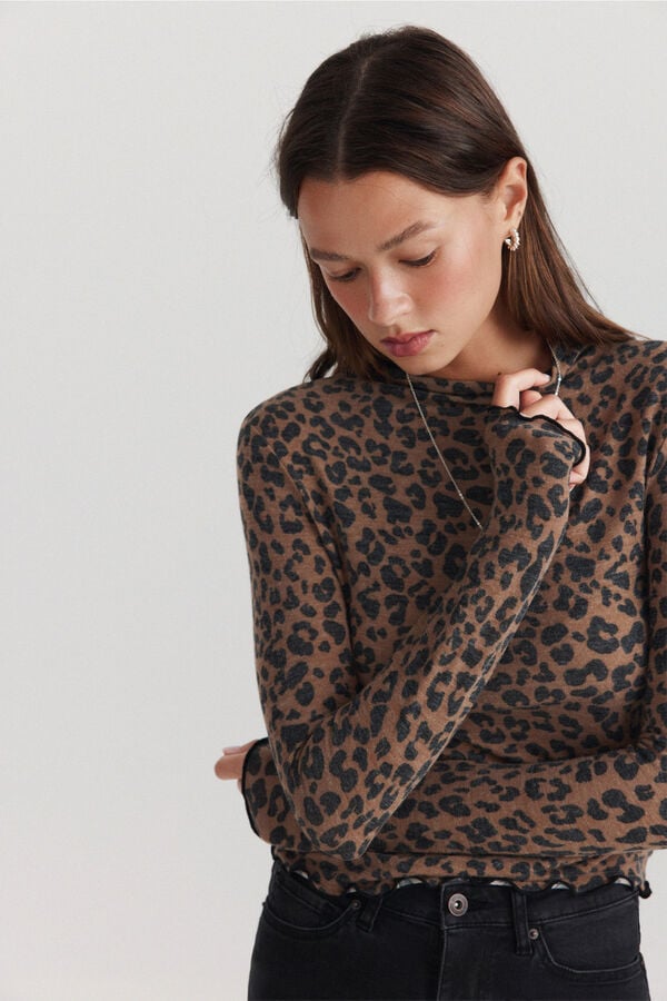 Springfield Animal print long sleeve T-shirt nude