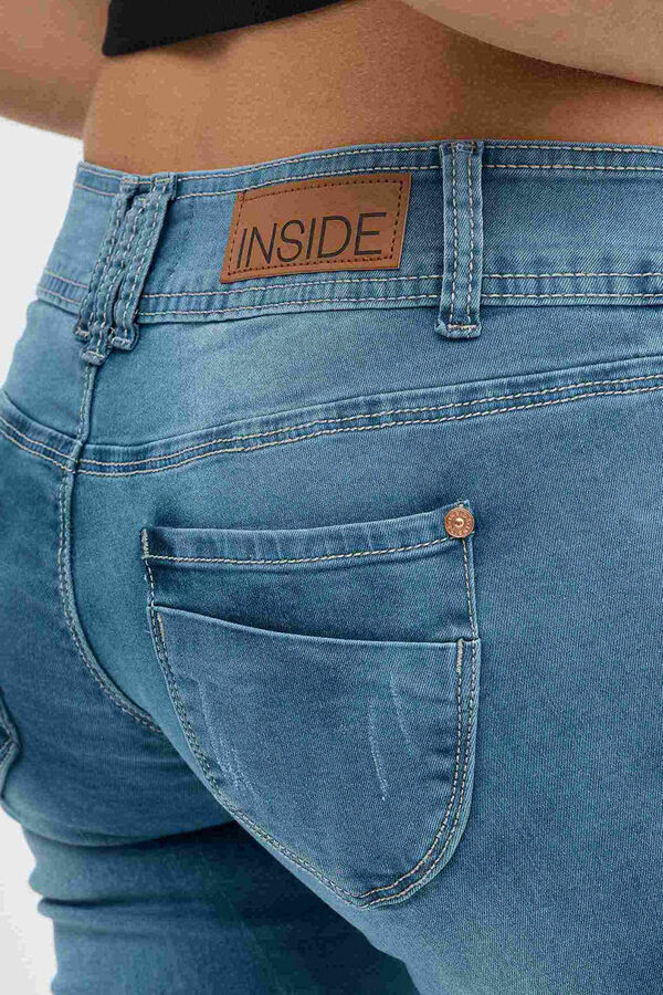Inside hem rise skinny jeans bleu
