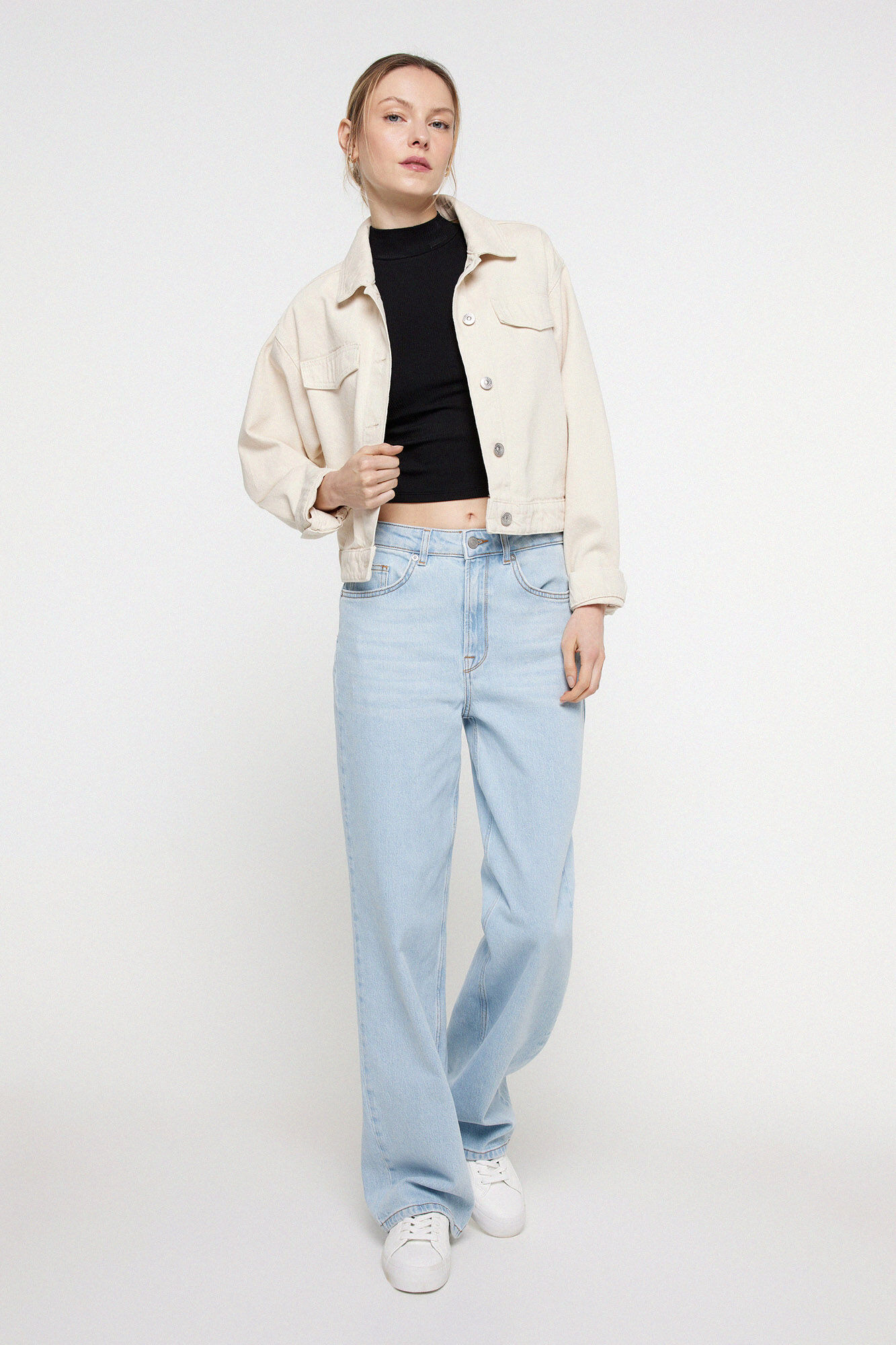 Pieces Chaqueta vaquera de mujer de algod&oacute;n.