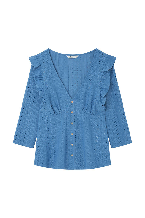 Springfield Buttoned ruffle blouse Blue