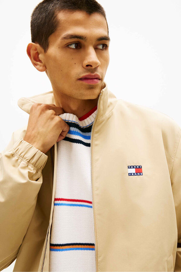 Tommy Jeans Cazadora Harrington cremallera beige