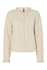 Pieces Ruffled cardigan with sleeve and neck grey