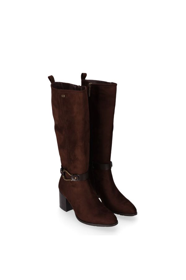 Chika 10 Metallic detail high shaft boots nude