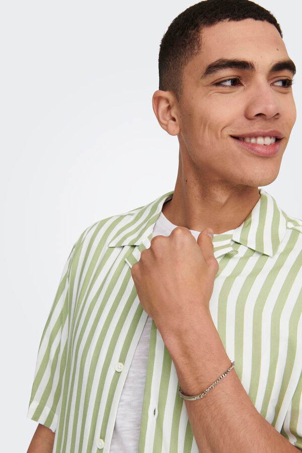 Springfield Camisa manga corta rayas verde