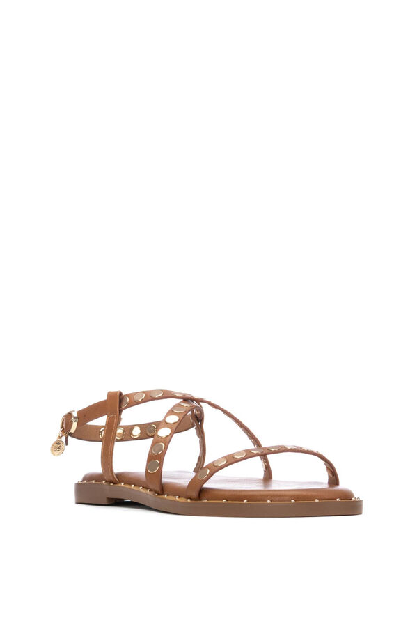 XTI Strappy studded sandal nude