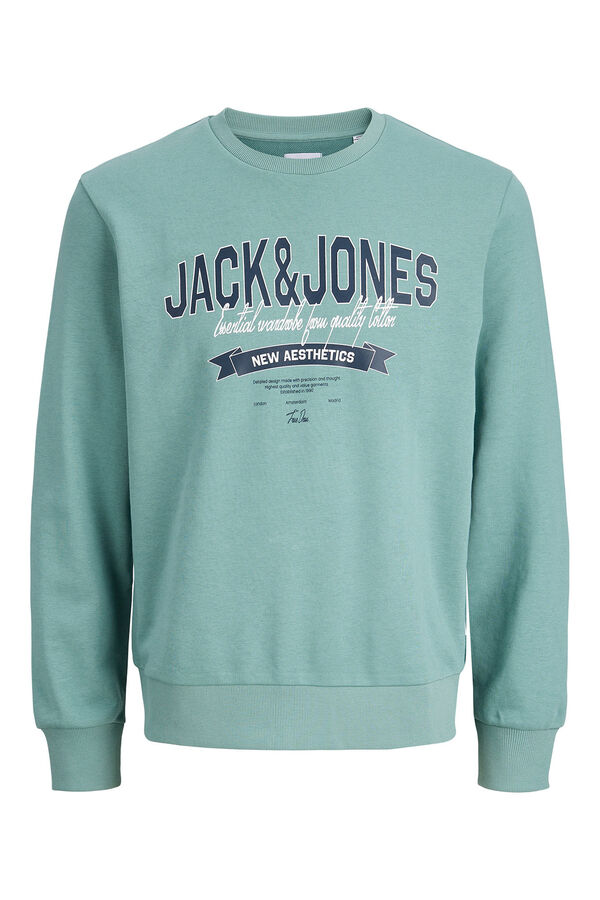 Jack & Jones Sudadera logo grande turquesa