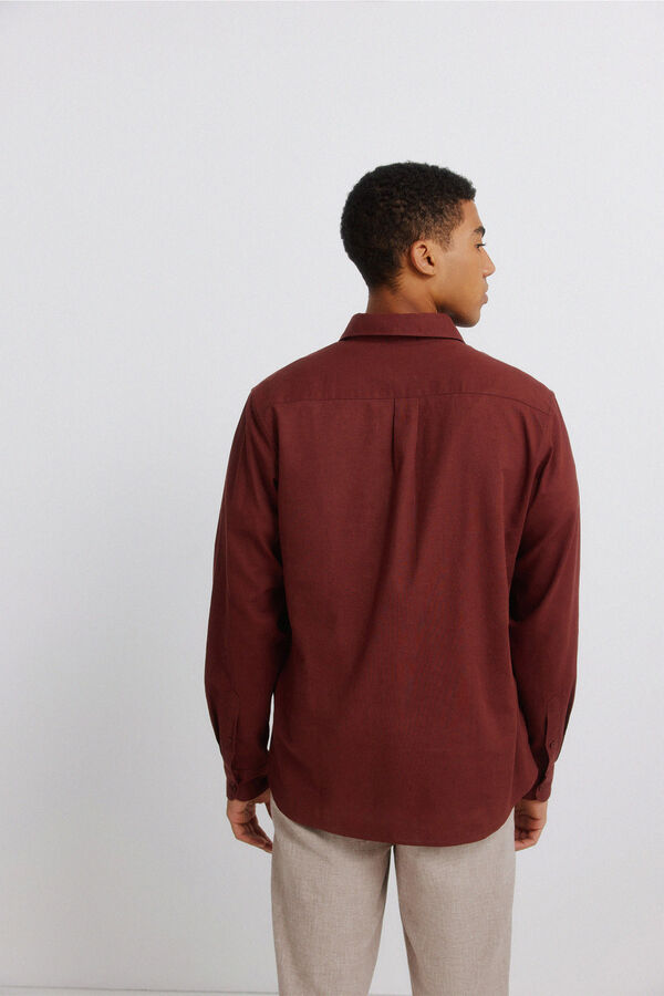 Springfield Linen overshirt with pocket red