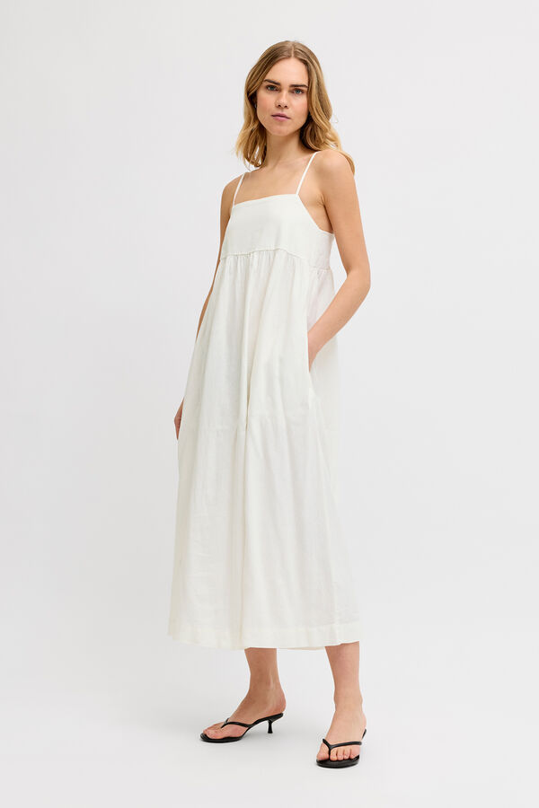 Jack & Jones Vestido largo lino blanco