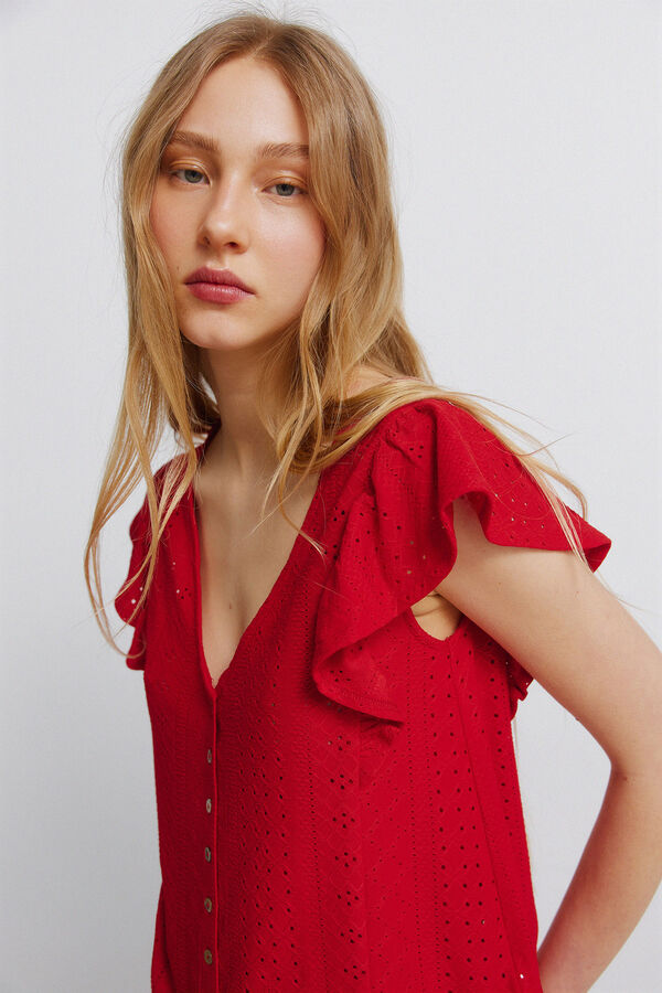 Springfield Embroidered short sleeve T-shirt red