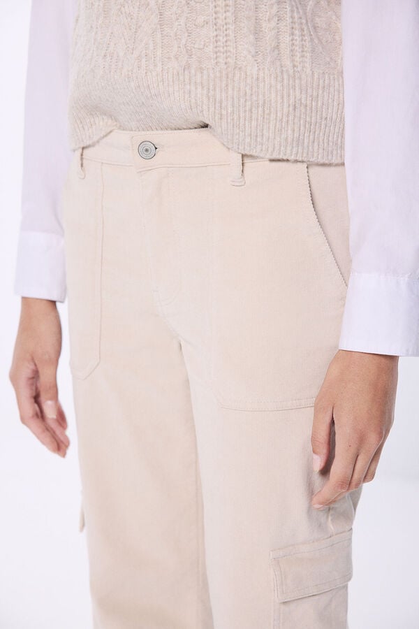 Springfield Pantalón cargo pana beige