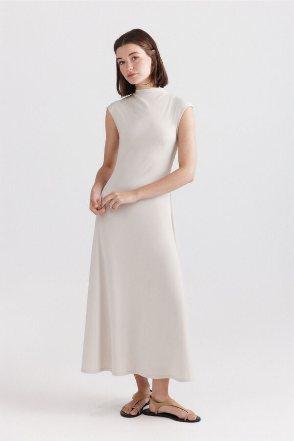 Springfield Sleeveless dress beige